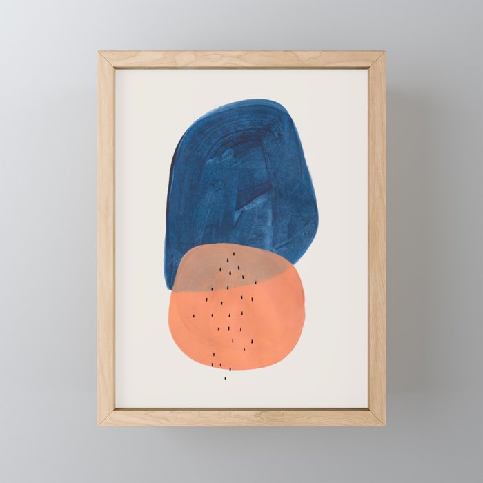Twins' Minimalist Modern Mid Century Colorful Navy Blue Tan Shapes by Ejaaz Haniff Mini Art Print