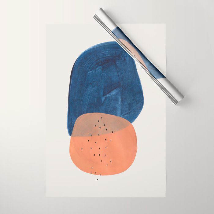 Twins' Minimalist Modern Mid Century Colorful Navy Blue Tan Shapes by Ejaaz Haniff Wrapping Paper