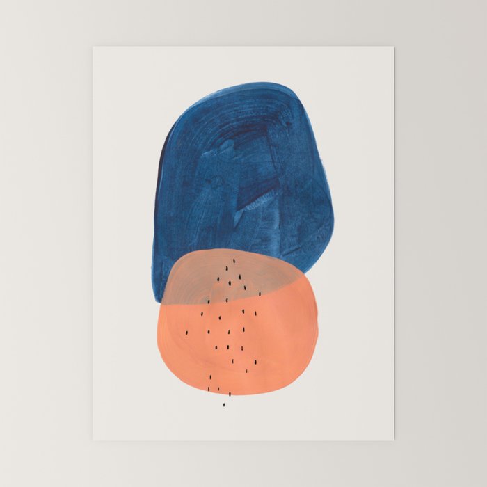 Twins' Minimalist Modern Mid Century Colorful Navy Blue Tan Shapes by Ejaaz Haniff Mini Art Print