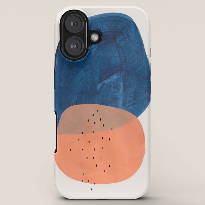 Twins' Minimalist Modern Mid Century Colorful Navy Blue Tan Shapes by Ejaaz Haniff iPhone Case