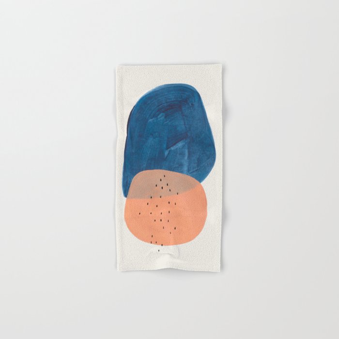 Twins' Minimalist Modern Mid Century Colorful Navy Blue Tan Shapes by Ejaaz Haniff Bath Towel