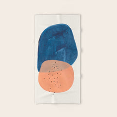 Twins' Minimalist Modern Mid Century Colorful Navy Blue Tan Shapes by Ejaaz Haniff Bath Towel