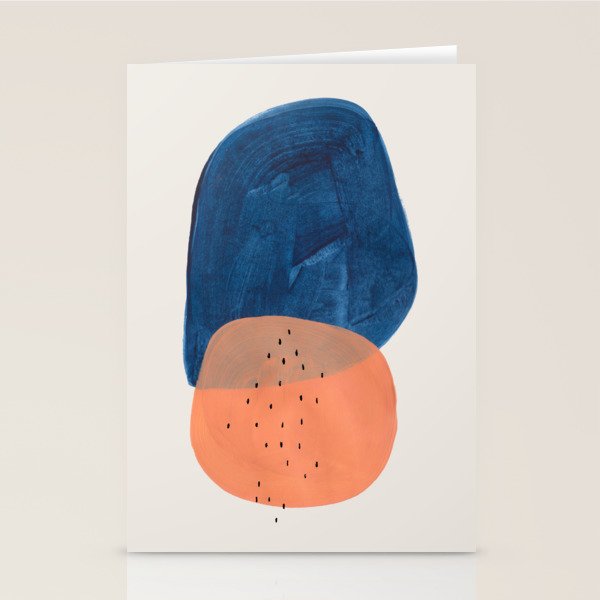 Twins' Minimalist Modern Mid Century Colorful Navy Blue Tan Shapes by Ejaaz Haniff Stationery Card