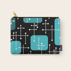 1950s Eames Era Art Crosshairs Black Teal Blue Carry All Pouch
