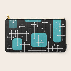 1950s Eames Era Art Crosshairs Black Teal Blue Carry All Pouch