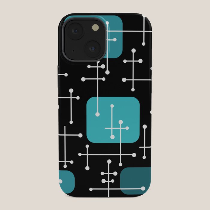 1950s Eames Era Art Crosshairs Black Teal Blue iPhone Case