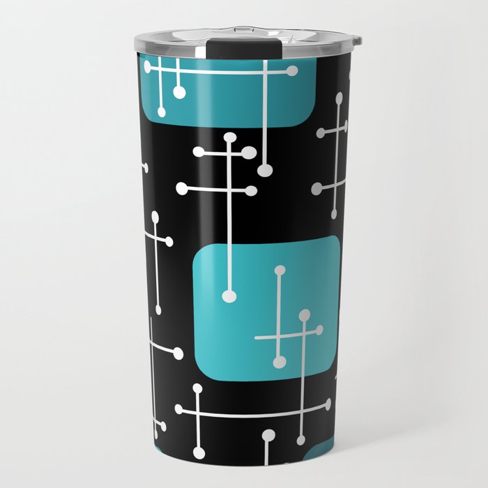 1950s Eames Era Art Crosshairs Black Teal Blue Travel Mug