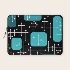 1950s Eames Era Art Crosshairs Black Teal Blue Laptop Sleeve