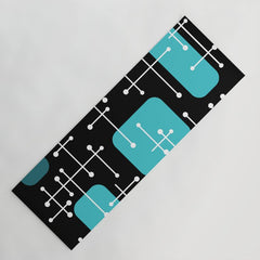 1950s Eames Era Art Crosshairs Black Teal Blue Yoga Mat