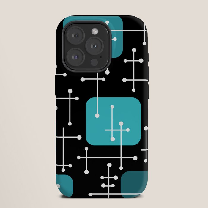 1950s Eames Era Art Crosshairs Black Teal Blue iPhone Case