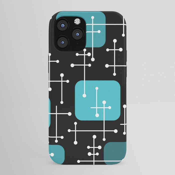 1950s Eames Era Art Crosshairs Black Teal Blue iPhone Case