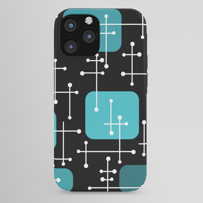 1950s Eames Era Art Crosshairs Black Teal Blue iPhone Case
