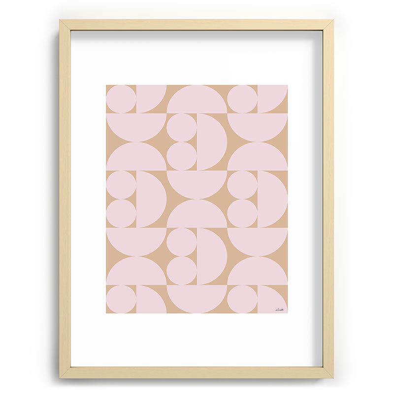 "Grapes and apple slices (pale pink)" Framed Art Print