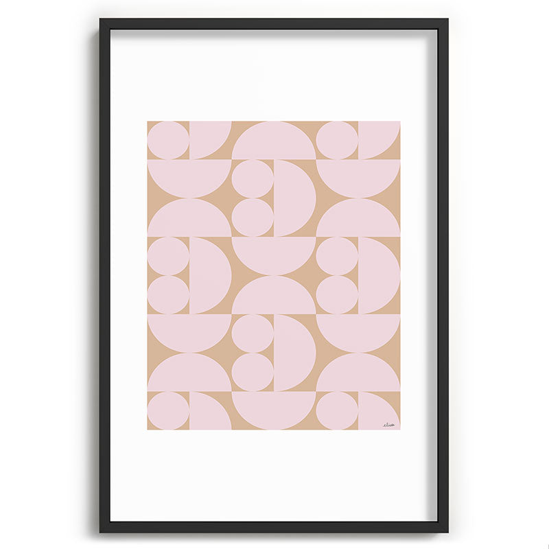 "Grapes and apple slices (pale pink)" Framed Art Print