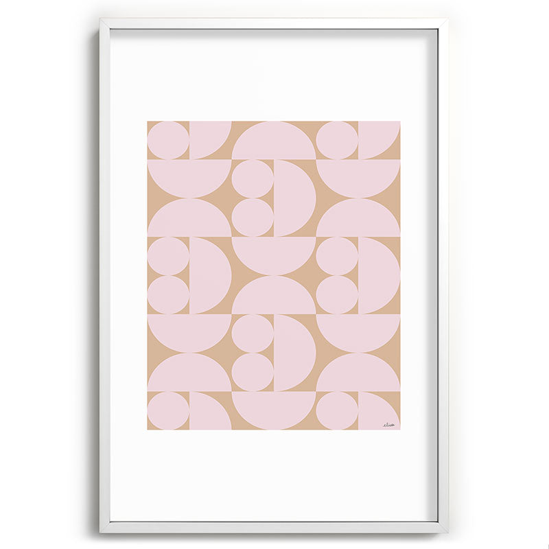 "Grapes and apple slices (pale pink)" Framed Art Print