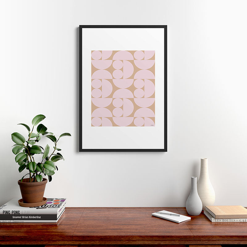 "Grapes and apple slices (pale pink)" Framed Art Print