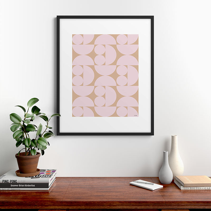 "Grapes and apple slices (pale pink)" Framed Art Print