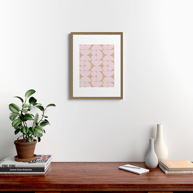 "Grapes and apple slices (pale pink)" Framed Art Print