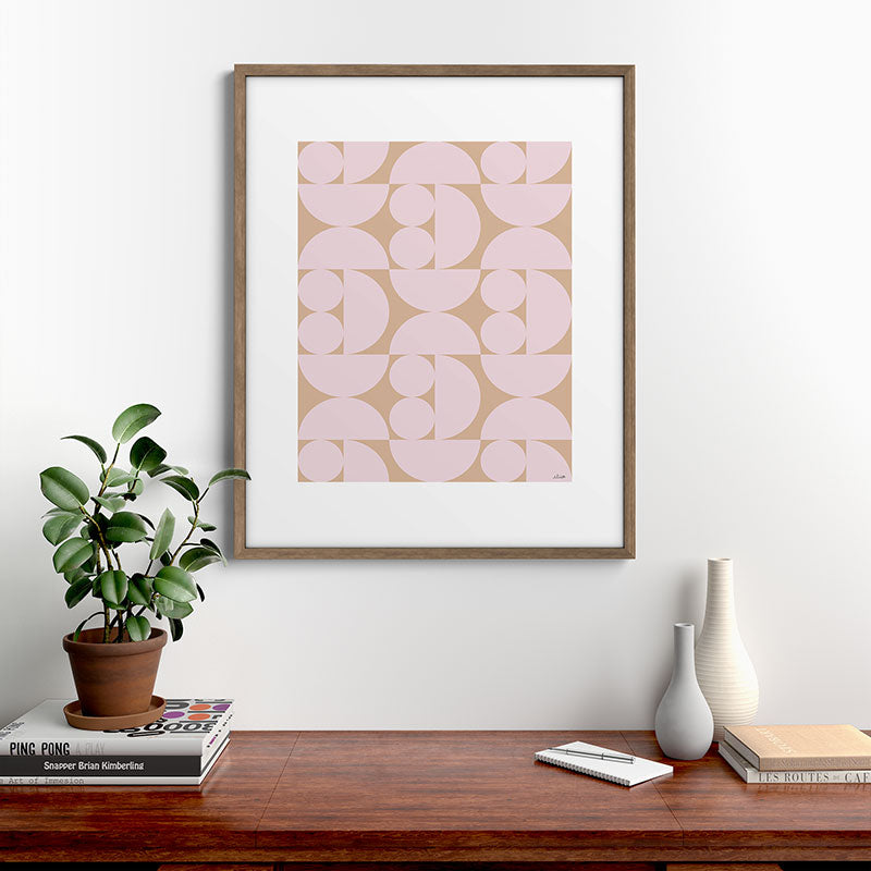 "Grapes and apple slices (pale pink)" Framed Art Print