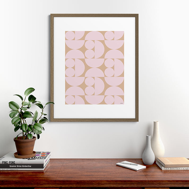 "Grapes and apple slices (pale pink)" Framed Art Print