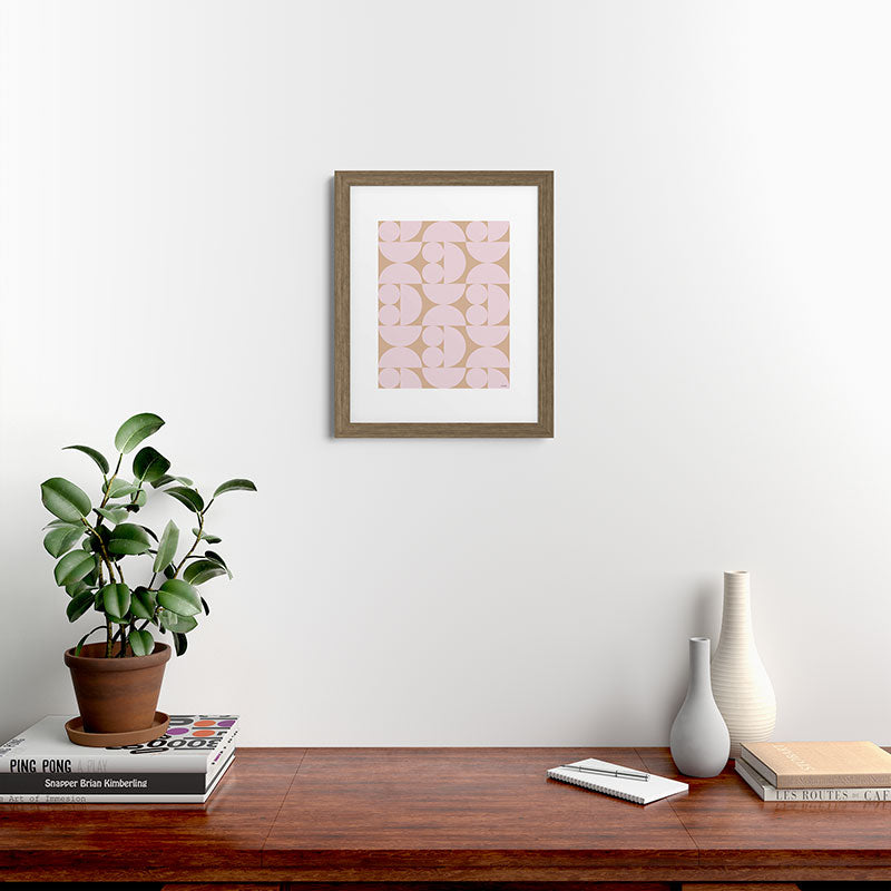 "Grapes and apple slices (pale pink)" Framed Art Print
