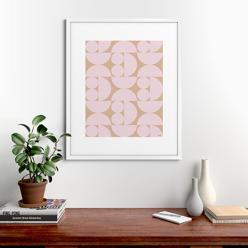 "Grapes and apple slices (pale pink)" Framed Art Print
