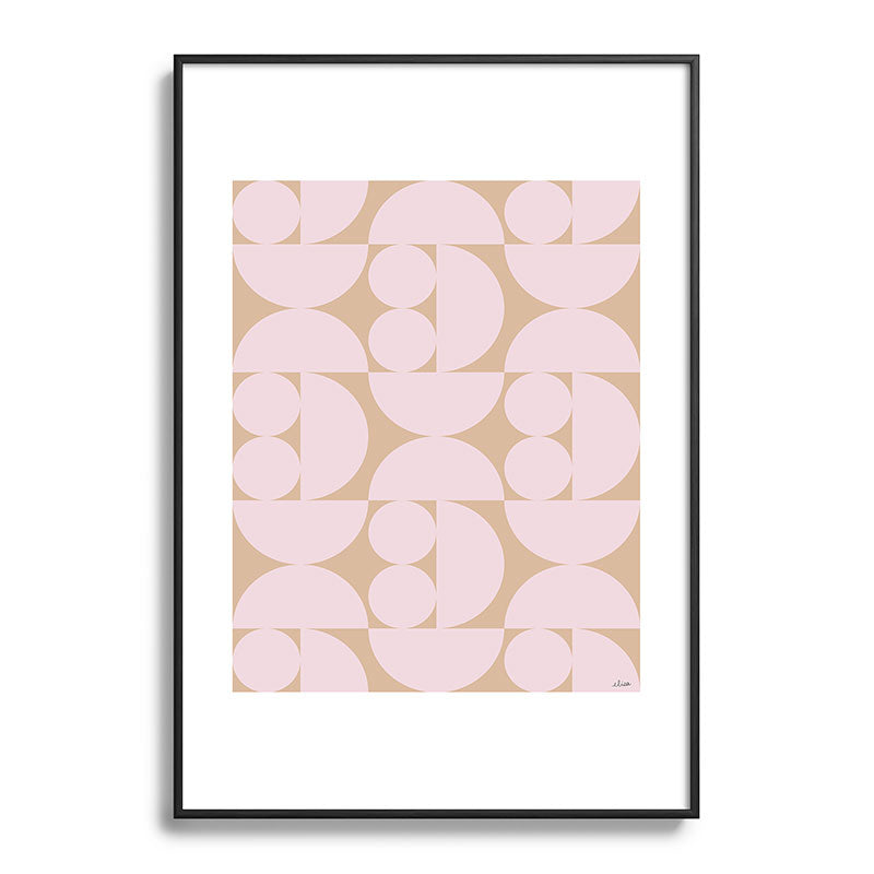 "Grapes and apple slices (pale pink)" Framed Art Print