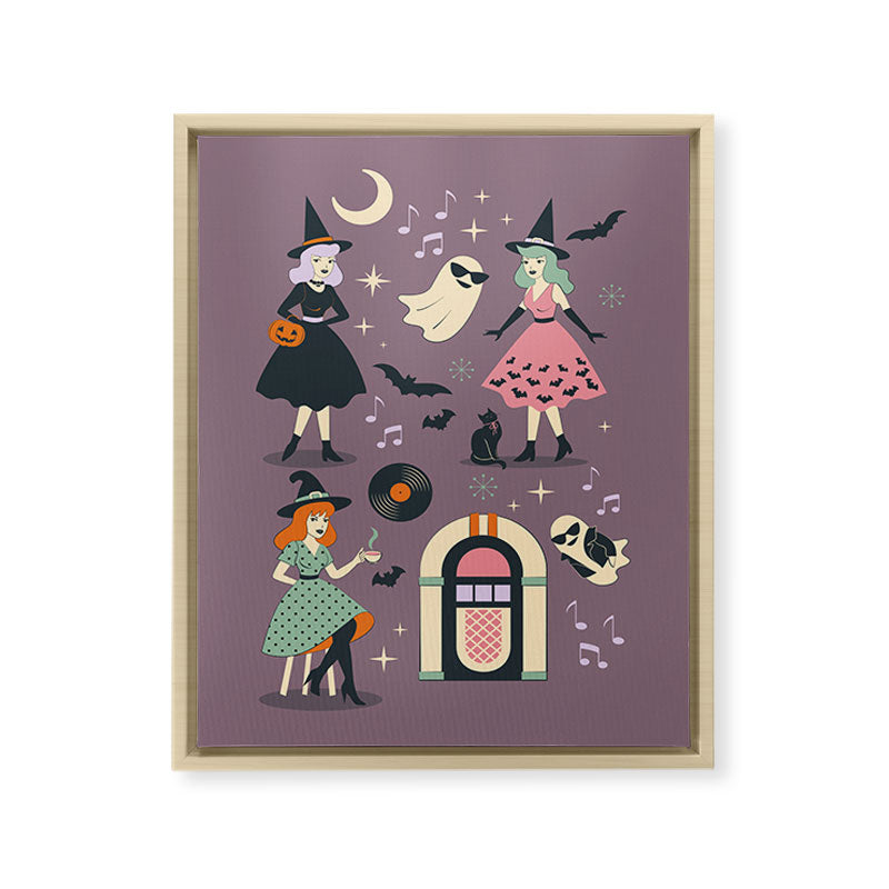 50s Witch Vibes Framed Canvas Print