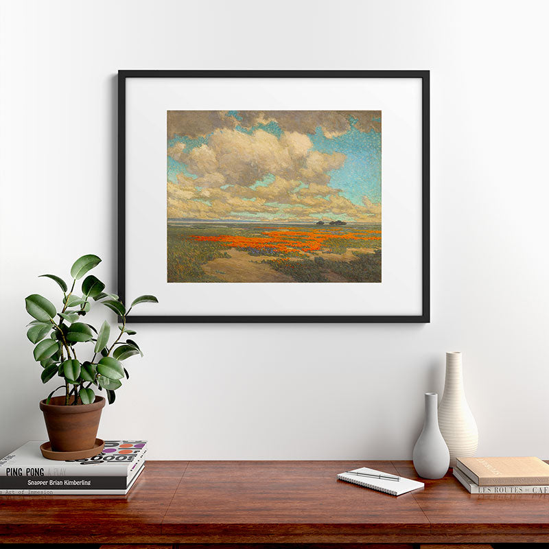 1911 Granville Redmond - A Field of California Poppies Framed Art Print