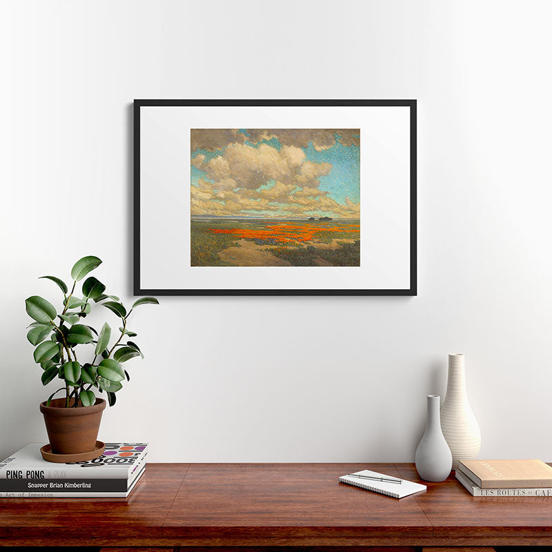 1911 Granville Redmond - A Field of California Poppies Framed Art Print