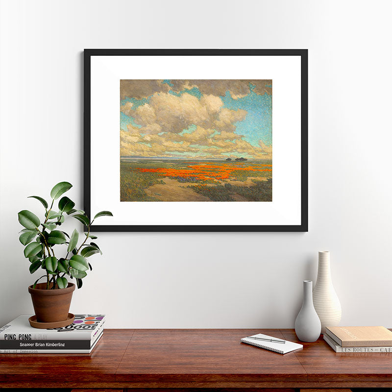 1911 Granville Redmond - A Field of California Poppies Framed Art Print