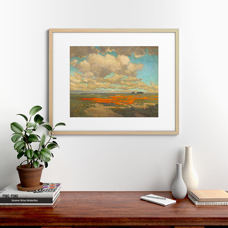 1911 Granville Redmond - A Field of California Poppies Framed Art Print