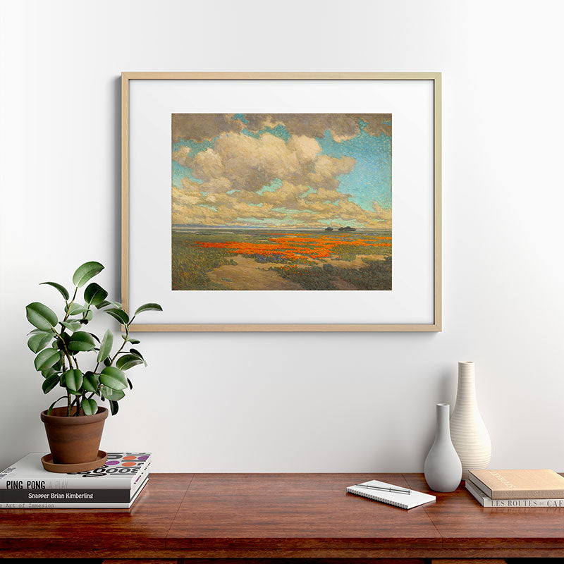 1911 Granville Redmond - A Field of California Poppies Framed Art Print