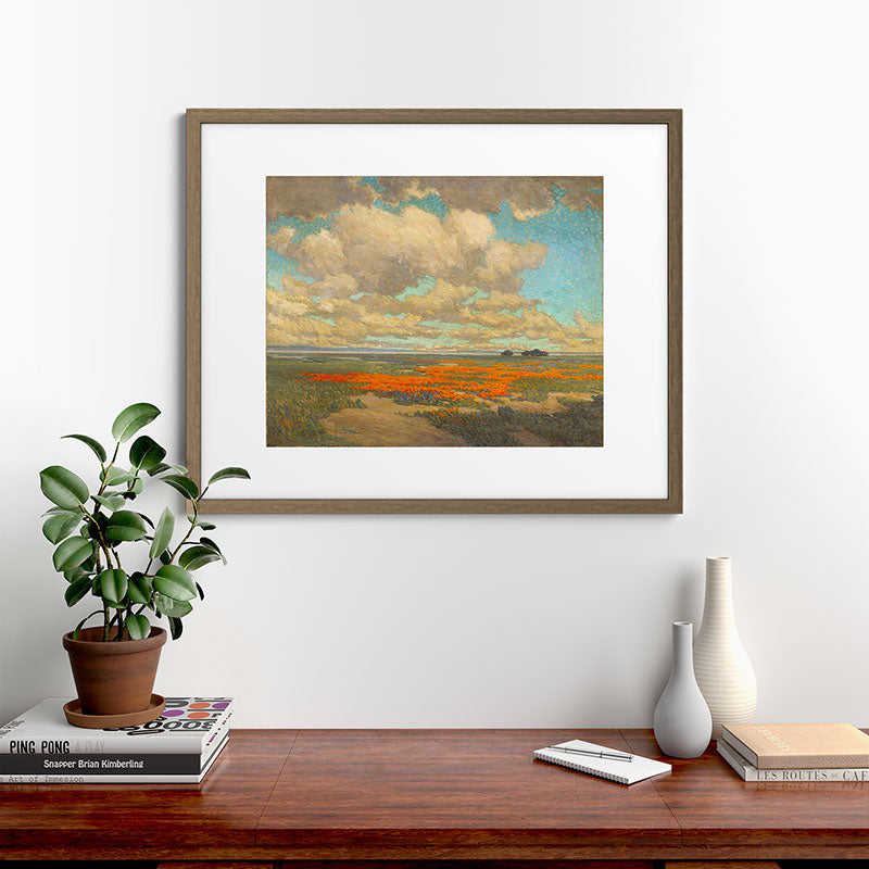 1911 Granville Redmond - A Field of California Poppies Framed Art Print