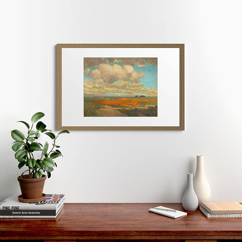 1911 Granville Redmond - A Field of California Poppies Framed Art Print