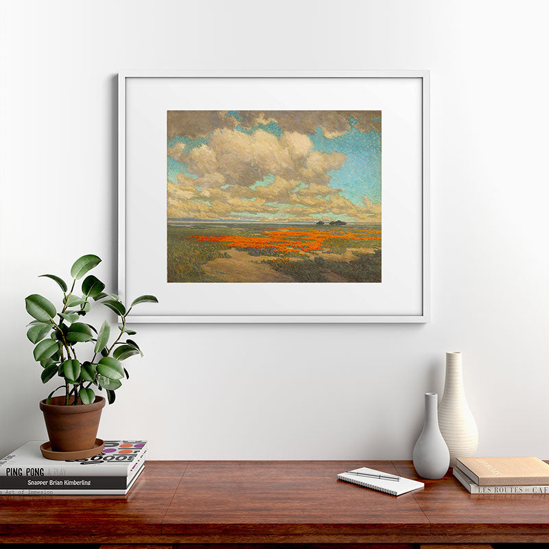 1911 Granville Redmond - A Field of California Poppies Framed Art Print