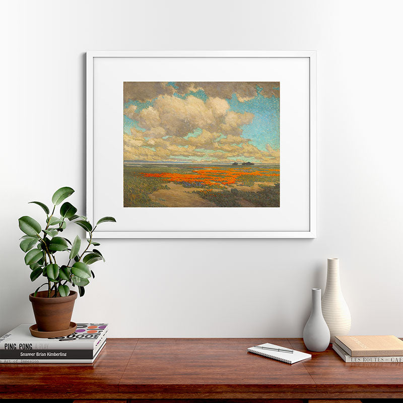 1911 Granville Redmond - A Field of California Poppies Framed Art Print
