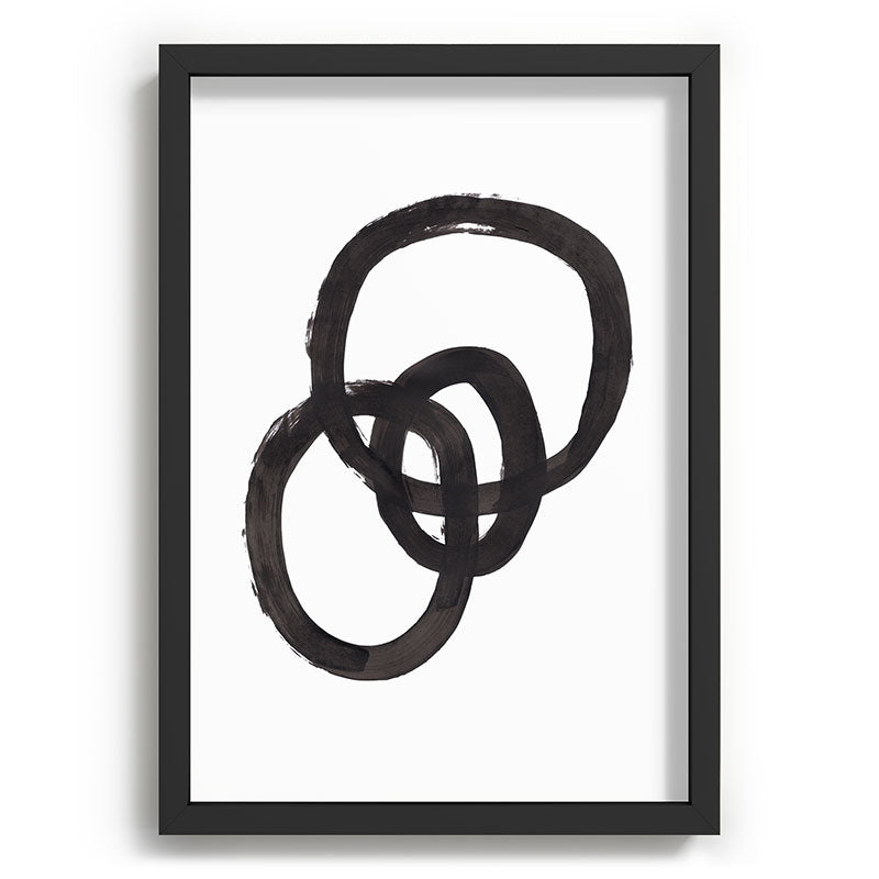 And I Op' Minimalist Ink Line Drawing Abstract Black Brush Strokes Modern Funky Maze by Ejaaz Haniff  Framed Art Print