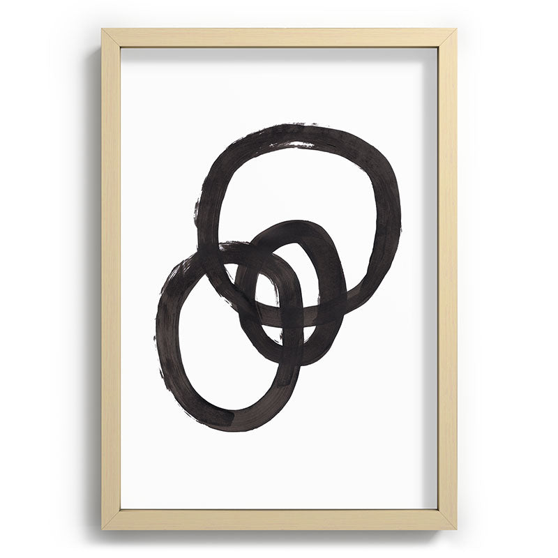 And I Op' Minimalist Ink Line Drawing Abstract Black Brush Strokes Modern Funky Maze by Ejaaz Haniff  Framed Art Print