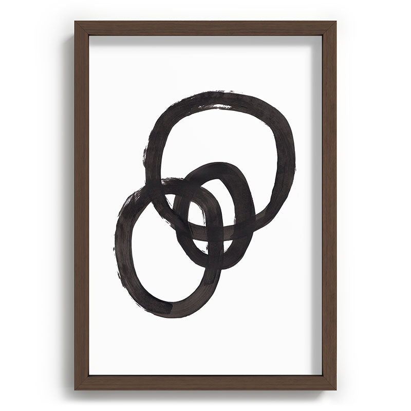 And I Op' Minimalist Ink Line Drawing Abstract Black Brush Strokes Modern Funky Maze by Ejaaz Haniff  Framed Art Print