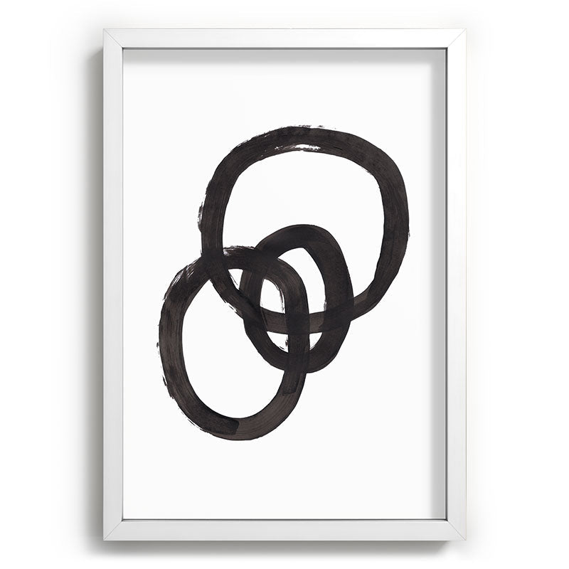 And I Op' Minimalist Ink Line Drawing Abstract Black Brush Strokes Modern Funky Maze by Ejaaz Haniff  Framed Art Print
