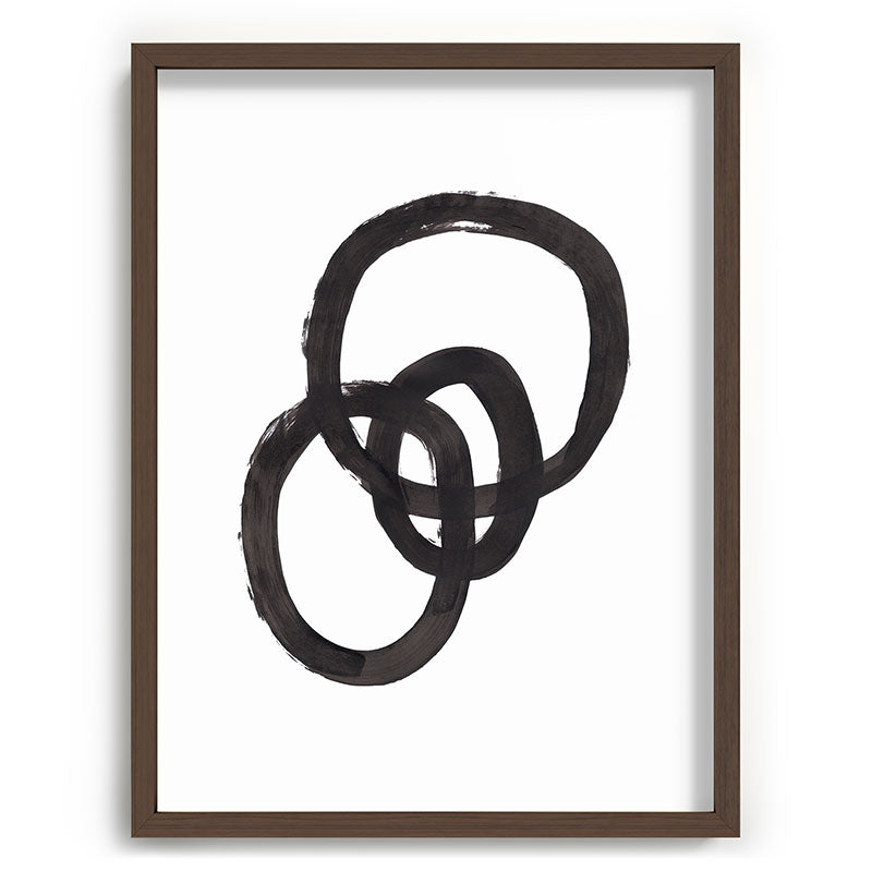 And I Op' Minimalist Ink Line Drawing Abstract Black Brush Strokes Modern Funky Maze by Ejaaz Haniff  Framed Art Print