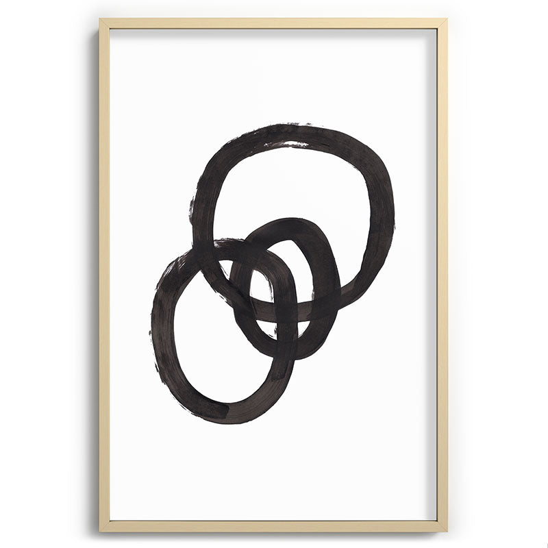 And I Op' Minimalist Ink Line Drawing Abstract Black Brush Strokes Modern Funky Maze by Ejaaz Haniff  Framed Art Print