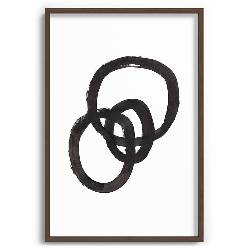 And I Op' Minimalist Ink Line Drawing Abstract Black Brush Strokes Modern Funky Maze by Ejaaz Haniff  Framed Art Print
