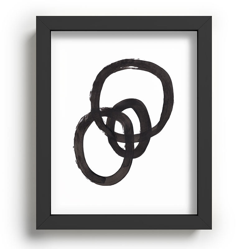 And I Op' Minimalist Ink Line Drawing Abstract Black Brush Strokes Modern Funky Maze by Ejaaz Haniff  Framed Art Print