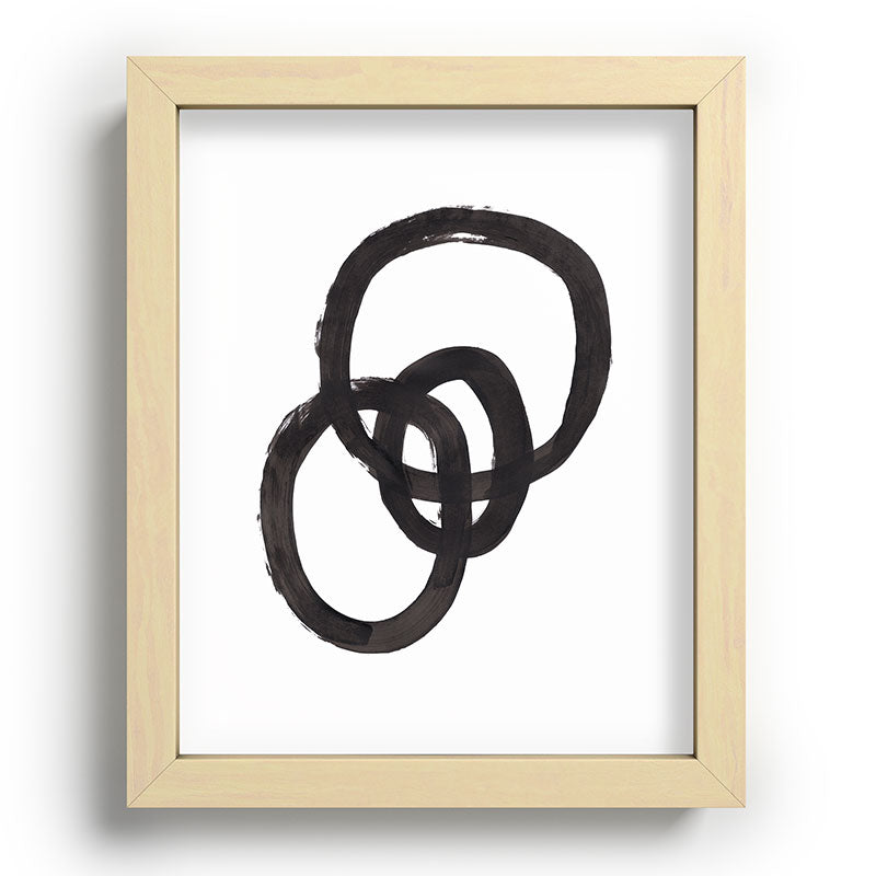 And I Op' Minimalist Ink Line Drawing Abstract Black Brush Strokes Modern Funky Maze by Ejaaz Haniff  Framed Art Print