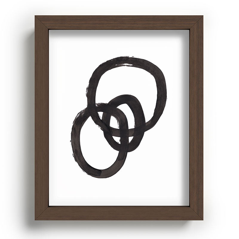 And I Op' Minimalist Ink Line Drawing Abstract Black Brush Strokes Modern Funky Maze by Ejaaz Haniff  Framed Art Print