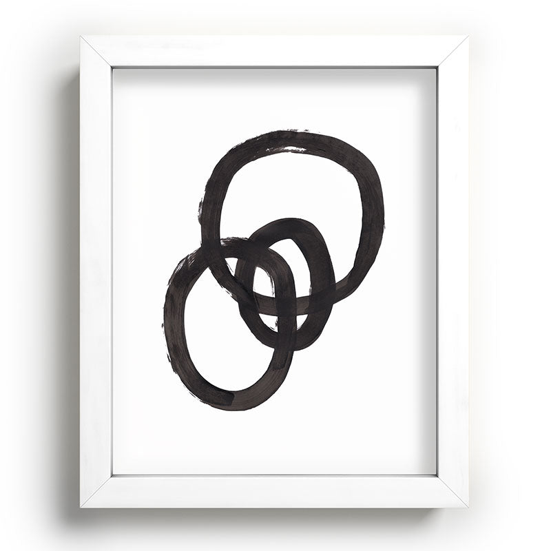 And I Op' Minimalist Ink Line Drawing Abstract Black Brush Strokes Modern Funky Maze by Ejaaz Haniff  Framed Art Print