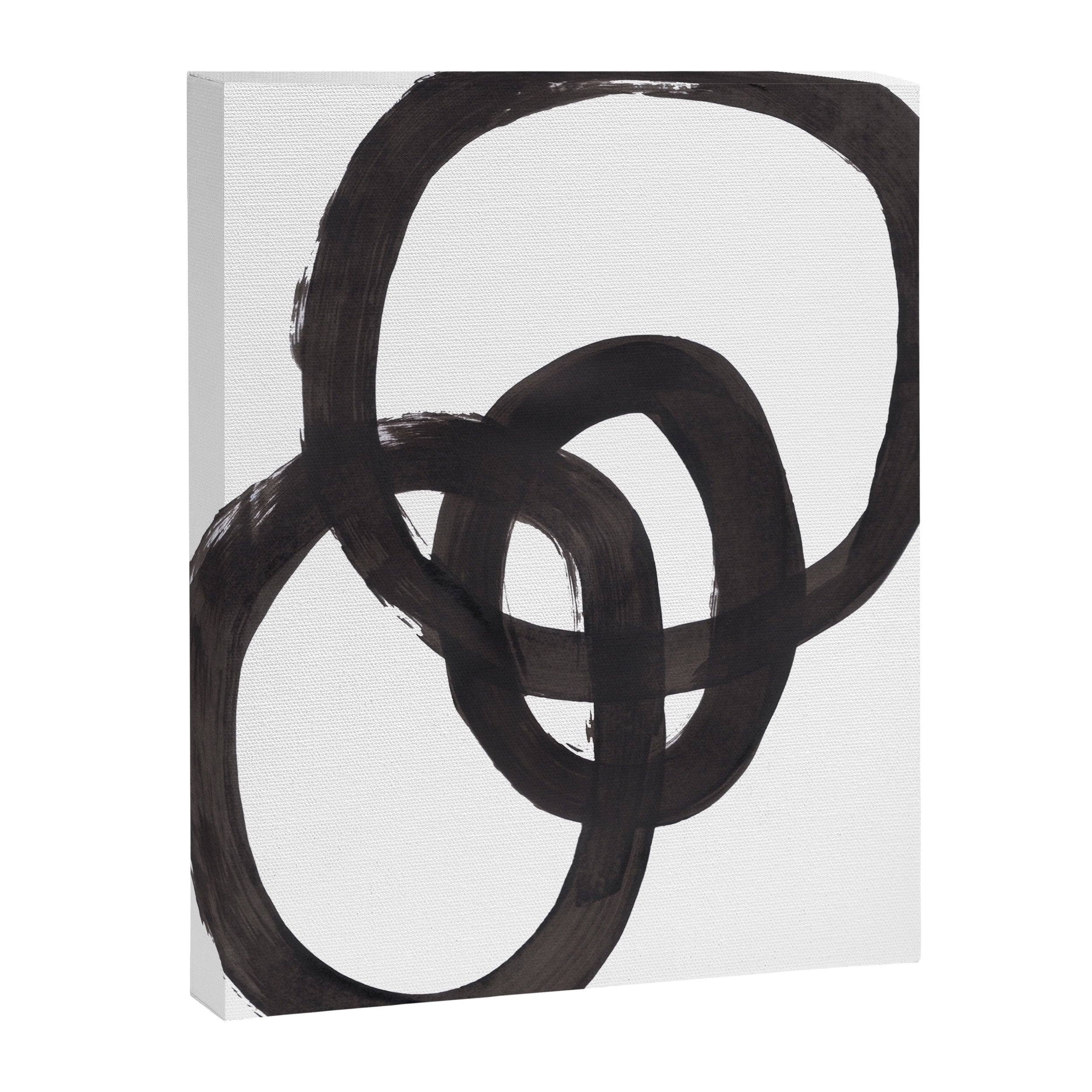 And I Op' Minimalist Ink Line Drawing Abstract Black Brush Strokes Modern Funky Maze by Ejaaz Haniff  Canvas Print