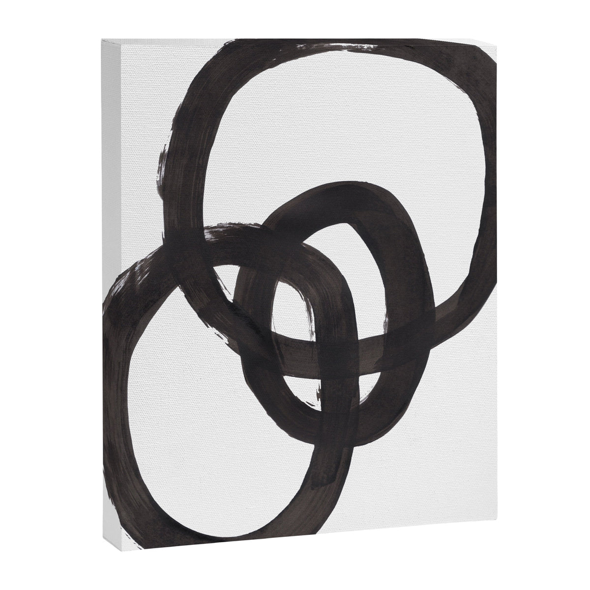 And I Op' Minimalist Ink Line Drawing Abstract Black Brush Strokes Modern Funky Maze by Ejaaz Haniff  Canvas Print